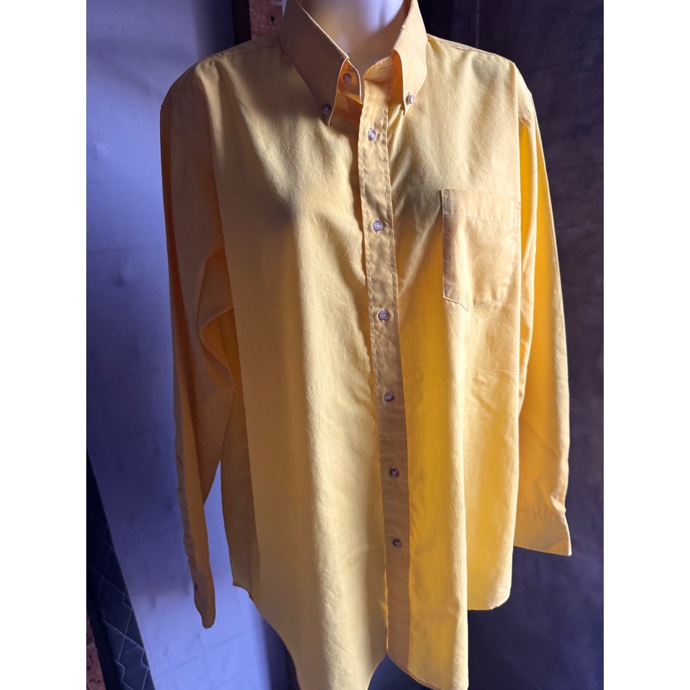 McGregor Yellow Long Sleeve Button Down Shirt Mens Large 16-16.5 Solid Pocket